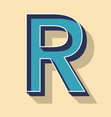 R harfi Retro vektör Metin stili, yazı tipleri kavramı