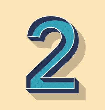 Mektubu 2 Retro vektör Metin stili, yazı tipleri kavramı