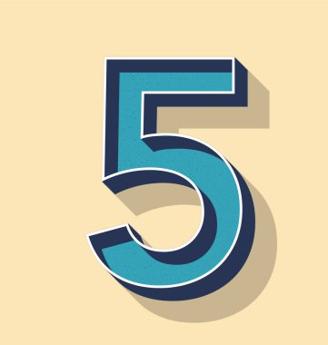 Mektup 5 Retro vektör Metin stili, yazı tipleri kavramı