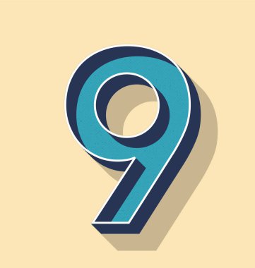 Mektup 9 Retro vektör Metin stili, yazı tipleri kavramı