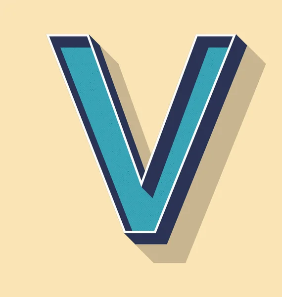 Letter V Retro Vector Text Style, Fonts Concept — Stock Vector