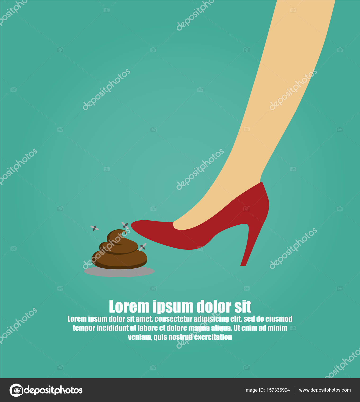 Woman's Foot Stepping Into A Pile Of Dog Poop — Stock Vector