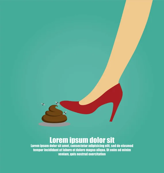 Köpek boku yığını Stepping kadının ayak