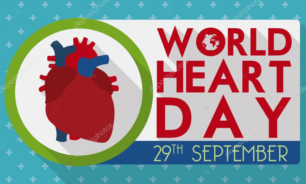 Banner with Human Heart Design to Celebrate World Heart Day, Vector Illustration