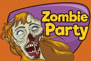 Undead sarışın saçlı erkek, vektör çizim ile zombi partisine davet