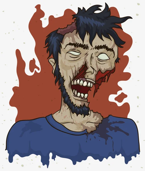 Gnijące Zombie mężczyzna w kreskówka, ilustracja wektorowa — Wektor stockowy