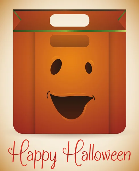Sourire Halloween Pumpkin Shopping Bag Design, Illustration vectorielle — Image vectorielle