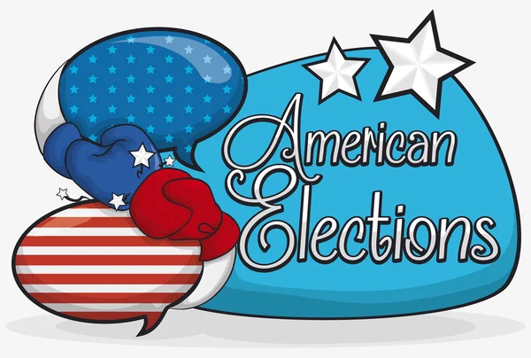 Speech Bubbles and Boxing Gloves for the Presidential Debate, Vector Illustration — Stock Vector