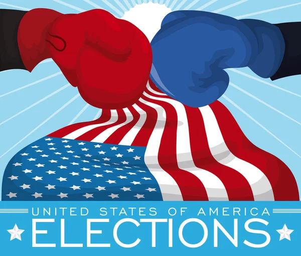 Gants de boxe prêts à se battre pour les élections américaines, Illustration vectorielle — Image vectorielle