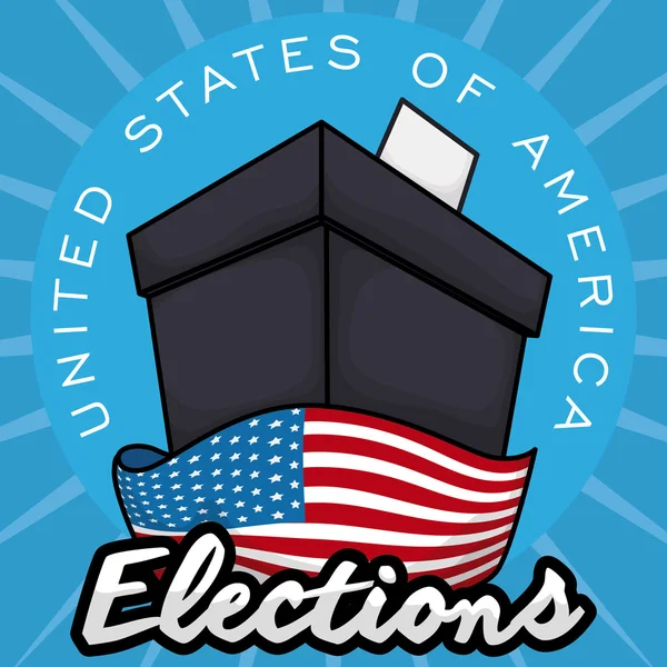 Dark Ballot Box Ready for the American Elections, Vector Illustration — Stock Vector