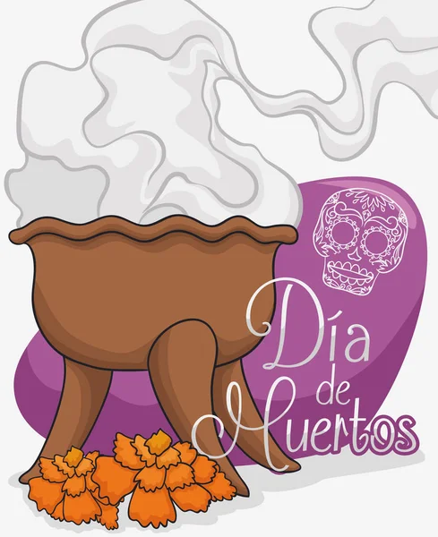 Traditional Copal's Incense Offering to Celebrate "Dia de Muertos", Vector Illustration — Stock Vector