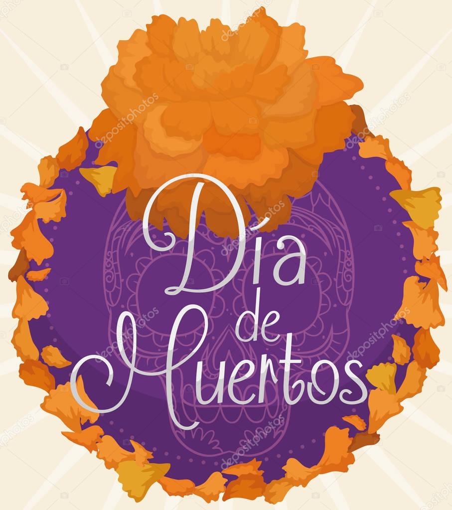 Floral Button with Cempasuchil Petals for Mexican “Dia de Muertos