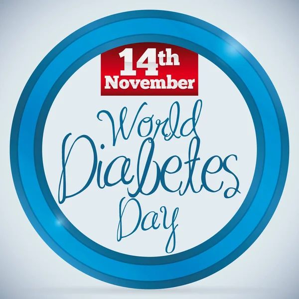 Recordatorio Fecha del Día Mundial de la Diabetes sobre el Círculo Azul, ilustración vectorial — Vector de stock