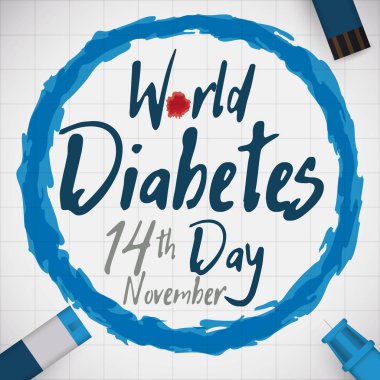 Commemoration of World Diabetes Day with Glucose Control Tools, Vector Illustration clipart
