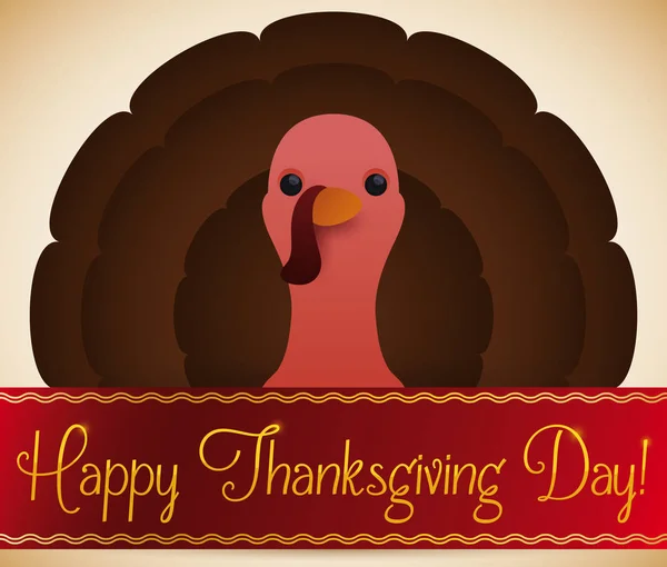 Törökország minimalista Design szalaggal Thanksgiving Day ünnep, vektoros illusztráció — Stock Vector