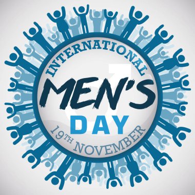 Uluslararası erkekler gün, vektör çizim anısına erkeksi çok sayıda düğme