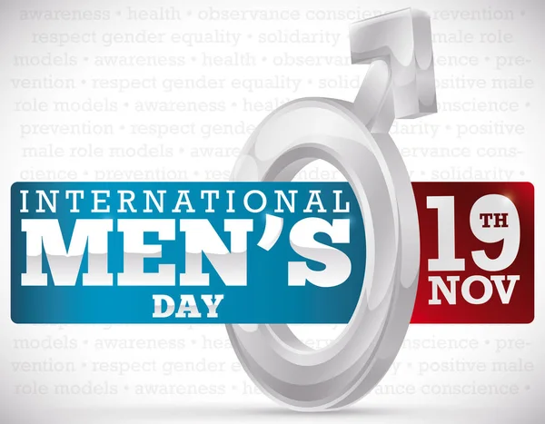 Adam erkekler günü, vektör çizim için Hatıra etiketi ile gümüş sembolü