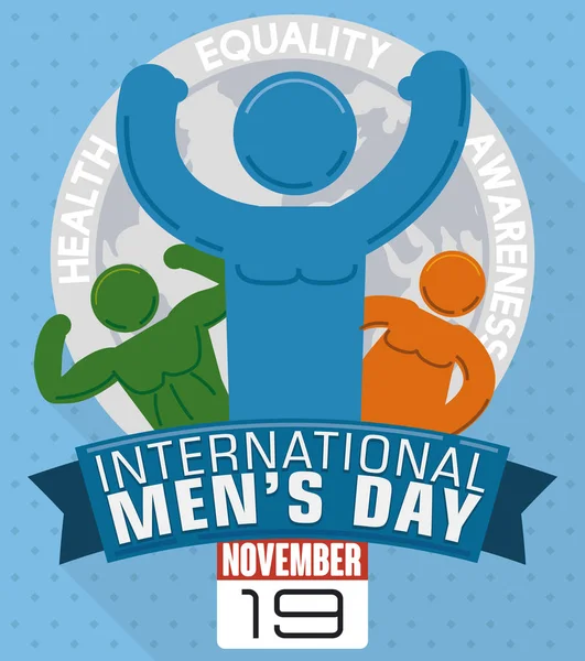 Different Men Shapes in Commemorative Design for International Men's Day, Vector Illustration — Stock Vector