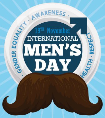 Bıyık ve erkek sembolü tasarım uluslararası erkekler günü, vektör çizim için