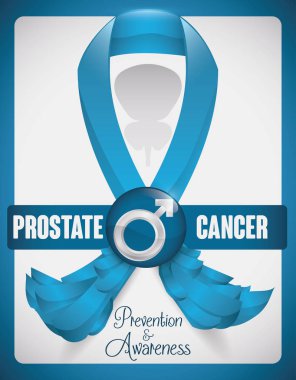 Prostat kanseri kampanya tasarımı mavi şeritler bıyık, vektör çizim gibi