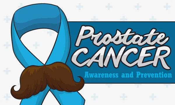 Γελοιογραφία Mustached κορδέλα για εκστρατεία ευαισθητοποίησης για τον καρκίνο του προστάτη, εικονογράφηση διάνυσμα — Διανυσματικό Αρχείο