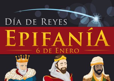 Epiphany Magi ve Beytüllahim'ın yıldızı İspanyol tasarımı, vektör çizim ile