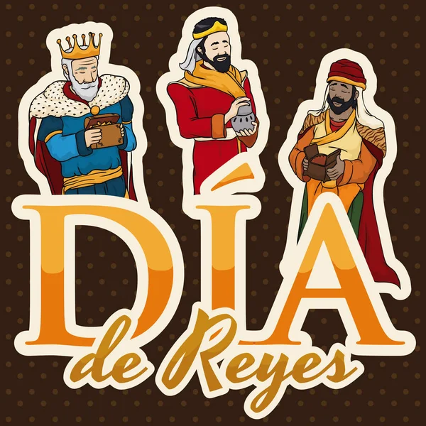 Magos bíblicos para la Epifanía o en español 'Dia de Reyes', ilustración vectorial — Archivo Imágenes Vectoriales