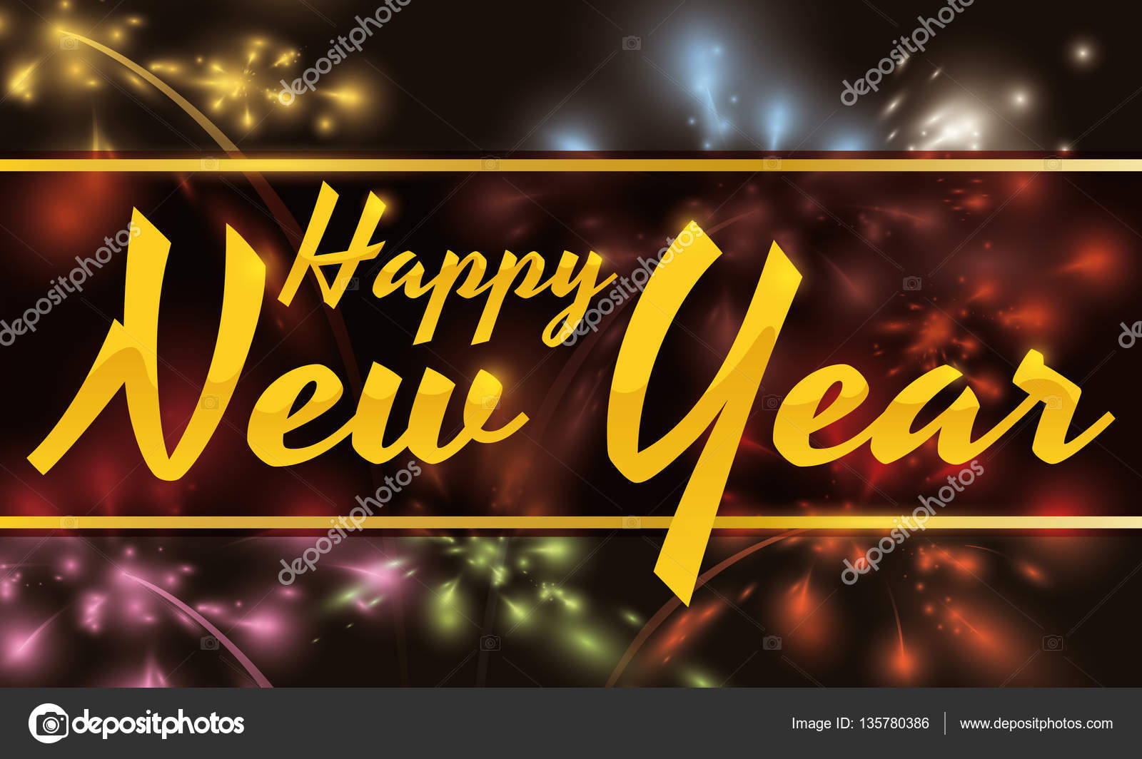 新年のカラフルな花火と輝きお祝いデザイン ベクトル イラスト ストックベクター C Penwin