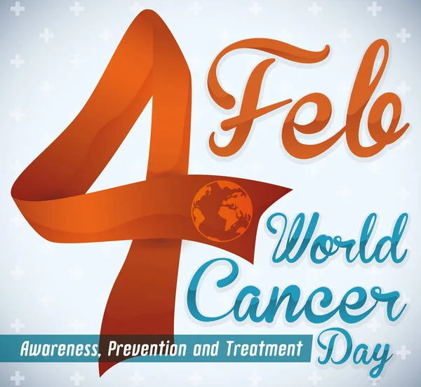 世界癌症日用丝带，纪念设计矢量图 — 图库矢量图片