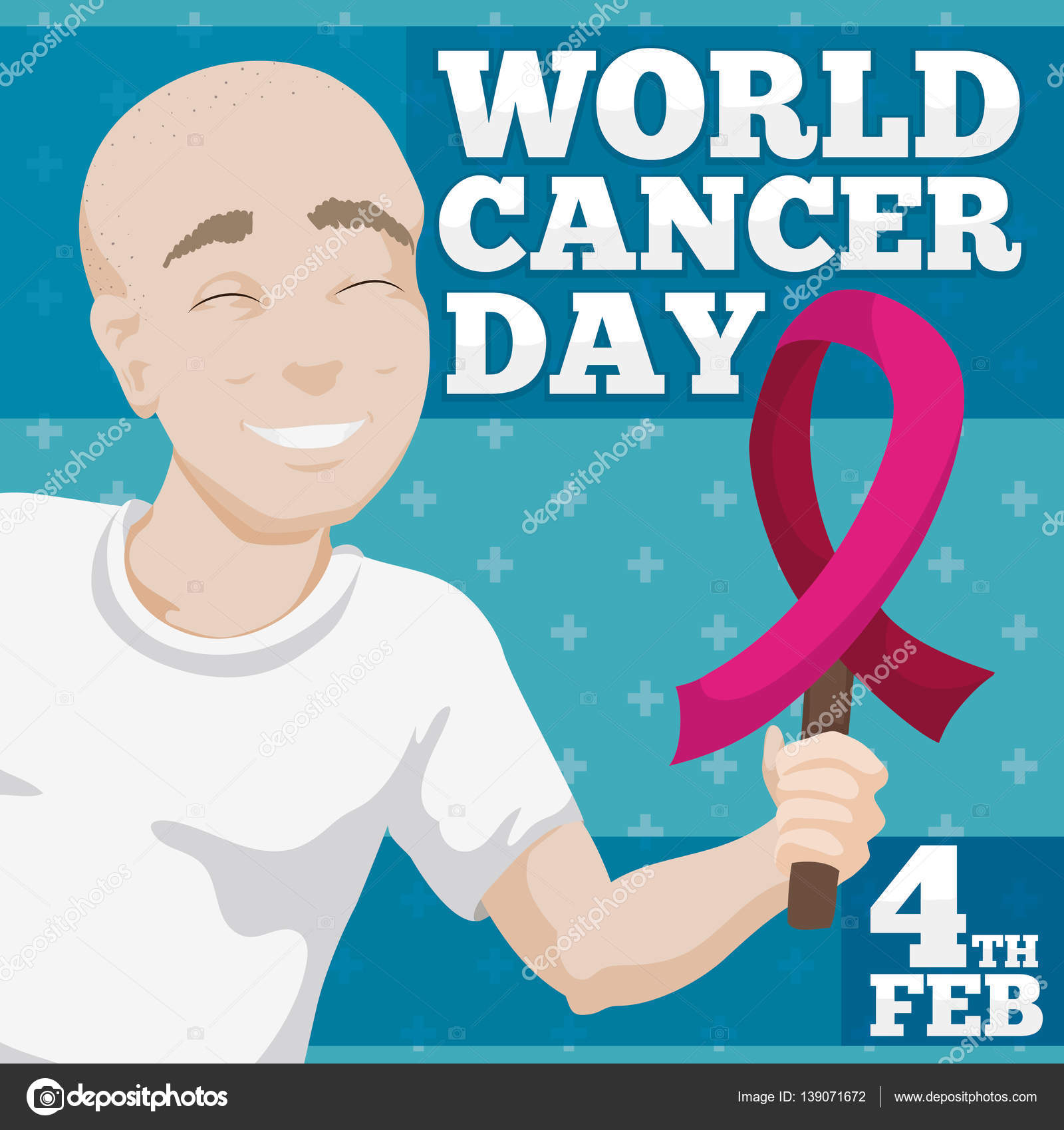 Smiling Man Holding A Ribbon Celebrating World Cancer Day Vector Illustration Vector Image By C Penwin Vector Stock Smiling Man Holding A Ribbon Celebrating World Cancer Day Vector Illustration Vector Image By C Penwin Vector Stock