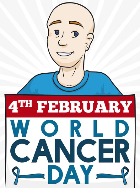 Άνδρας ο οποίος κτύπησε νόσος καρκίνος τιμώντας αυτή η ημερομηνία κόσμο, εικονογράφηση διάνυσμα — Διανυσματικό Αρχείο