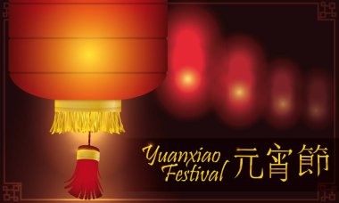 Çince Geleneksel fenerler Yuanxiao Festivali, vektör çizim bir gecede ışıklı