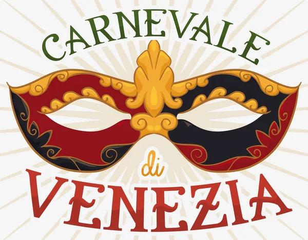 Колоритная маска Коломбины для Венецианского карнавала, векторная иллюстрация — стоковый вектор