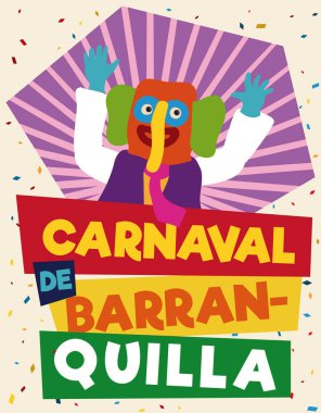 Renkli ve festival posteri ile Marimonda için Barranquilla'nın karnaval, illüstrasyon vektör