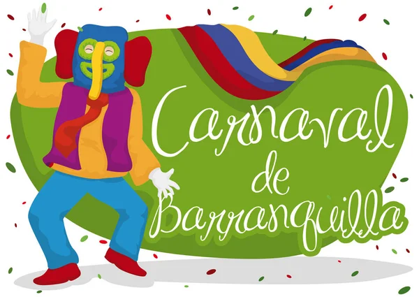 Marimonda Colombiana Festiva para la Celebración del Carnaval de Barranquilla, Ilustración Vectorial — Vector de stock