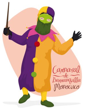 Monocuco Character Performing Traditional Dance in Barranquilla's Carnival, Vector Illustration clipart