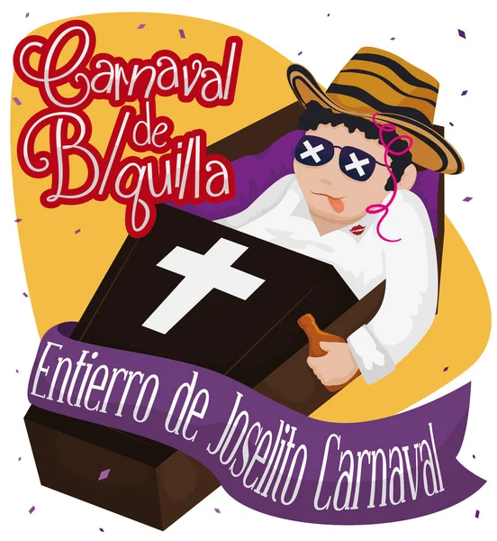 Représentation de la mort de Joselito pour le carnaval de Barranquilla, illustration vectorielle — Image vectorielle