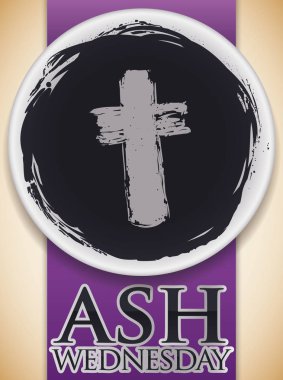 Ashes Bowl with a Cross Print Commemorating Ash Wednesday Celebration, Vector Illustration clipart