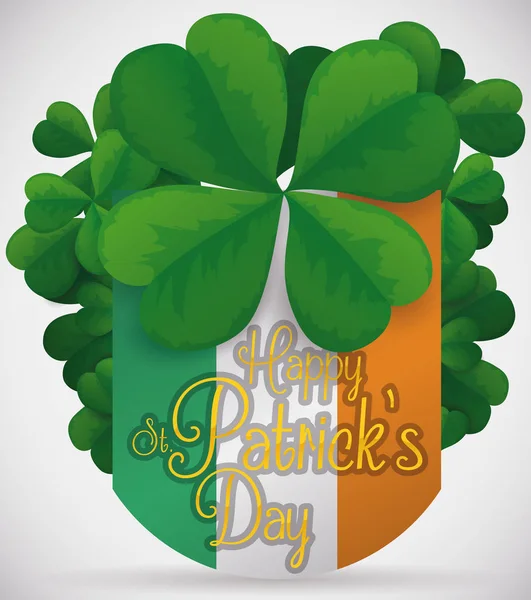 Clovers Around the Irish Flag Commemorazione del giorno di San Patrizio, Illustrazione vettoriale — Vettoriale Stock