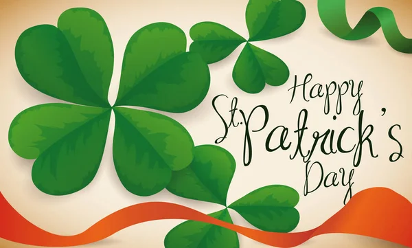 Turklöver med hälsningsmeddelande för St. Patrick's Day, vektor Illustration — Stock vektor