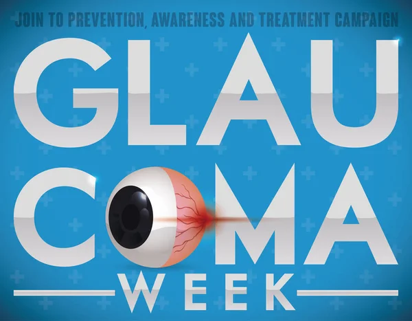 Blue Design con occhio malato che commemora la celebrazione della settimana del glaucoma, illustrazione vettoriale — Vettoriale Stock