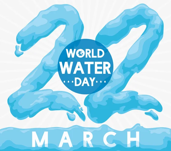 Diseño promocional para el Día Mundial del Agua con texto líquido, ilustración vectorial — Vector de stock