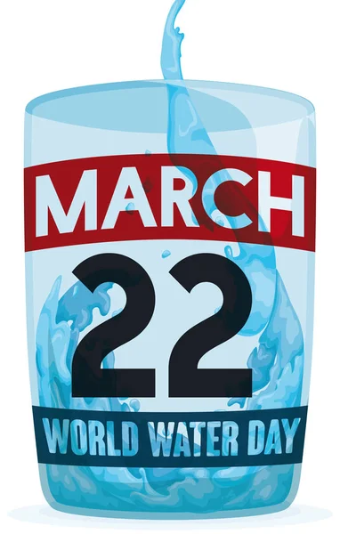 Diseño de agua y vidrio translúcido para el Día Mundial del Agua, ilustración vectorial — Vector de stock