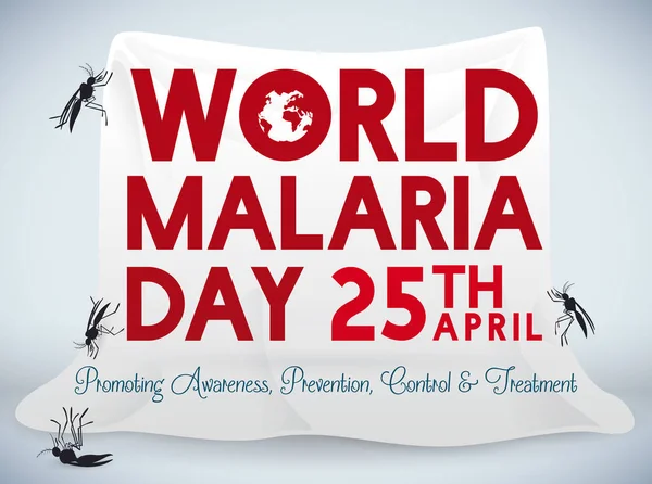 Plakat do obchodów dnia malarii świat z moskitierą, ilustracji wektorowych — Wektor stockowy