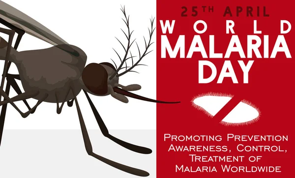 Ευαισθητοποίηση σχεδιασμού της παγκόσμιας ημέρας της ελονοσίας με κουνουπιών και Plasmodium, η εικονογράφηση διάνυσμα — Διανυσματικό Αρχείο