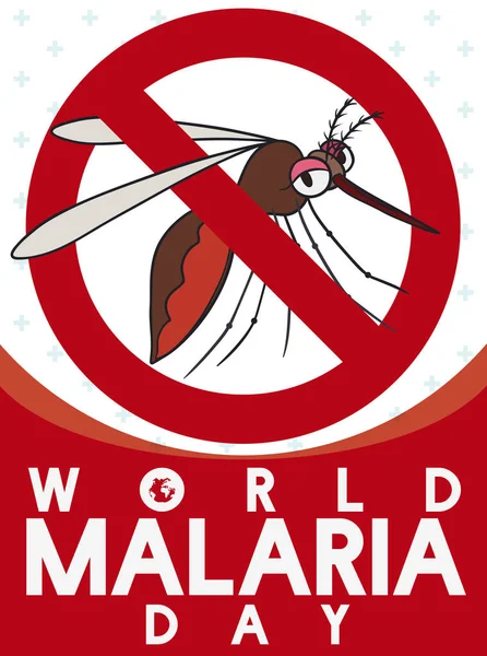 Zakazování samice komára přihlásit Světový den malárie, vektorové ilustrace — Stockový vektor
