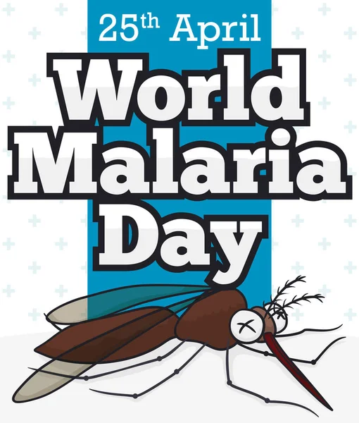 Νεκρός κουνουπιών σε στυλ καρτούν για την παγκόσμια ημέρα κατά της ελονοσίας, διανυσματικά εικονογράφηση — Διανυσματικό Αρχείο