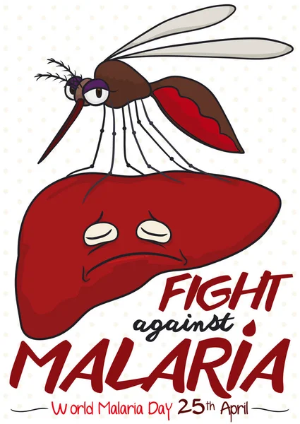 Projektu wspierania walki z Malaria z wątroby zarazić Komar, ilustracji wektorowych — Wektor stockowy