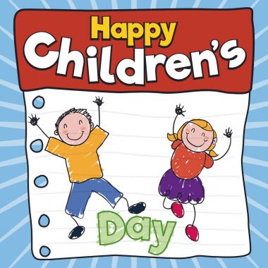 Happy Pair of Kids Celebrating Children's Day, Vector Illustration clipart
