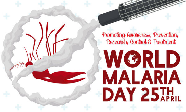 Fogger Machine Drawing a Forbidden Sign in Mosquito with Malaria, Vector Illustration;